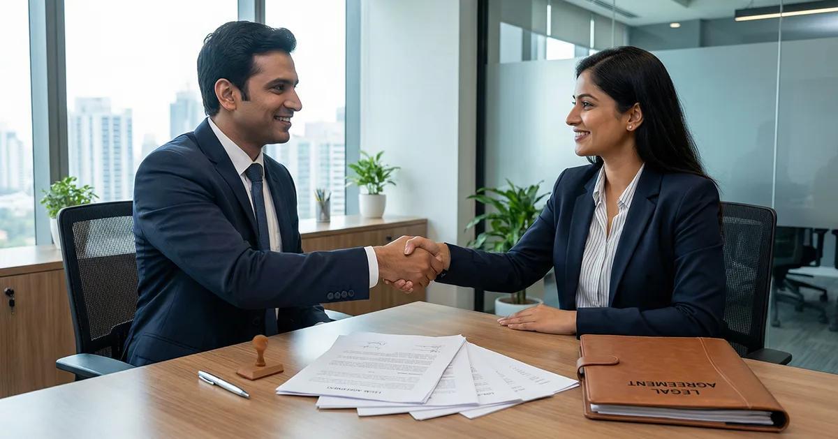 Representatives formalising a business recovery partnership